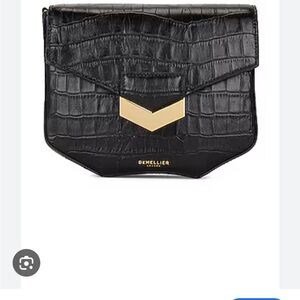 DeMellier Black Croc-Embossed Mini London Leather Bag